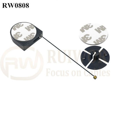 RW0808 D-Shaped Small Retractable Tether Plus Dia 38mm Circular Sticky Flexible ABS Plate
