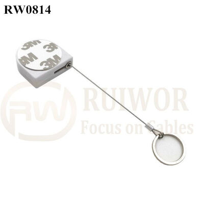 RW0814 D-Shaped Micro Retractable Tether Plus Demountable Key Ring For Retail Positioning Display