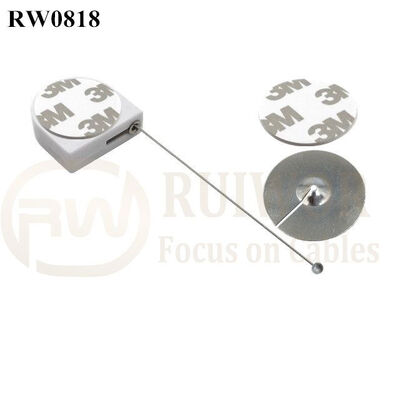 RW0818 D-Shaped Micro Retractable Tether Plus Dia 38mm Circular Sticky Metal Plate