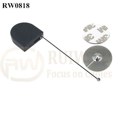 RW0818 D-Shaped Micro Retractable Tether Plus Dia 38mm Circular Sticky Metal Plate