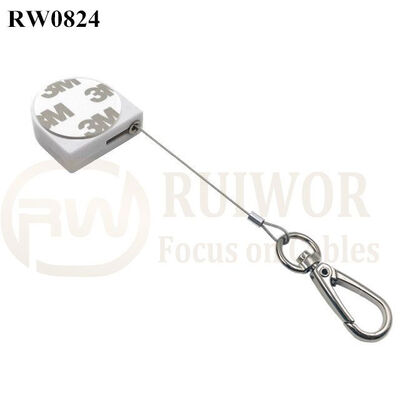 RW0824 D-Shaped Small Retractable Tether Plus Key Hook Wire Rope End As Tethered Mechanism