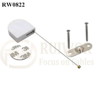RW0822 D-Shaped Small Retractable Tether Plus Two Screw Perforated Oval Metal Plate Connector Installed By Screw