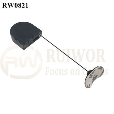 RW0821 D-Shaped Mini Retractable Tether Plus 33x19MM Oval Sticky Flexible Rubber Tips Cable Cord End