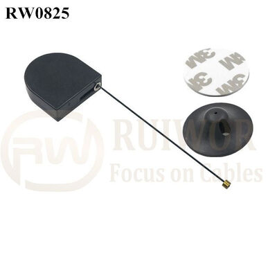 RW0825 D-Shaped Retractable Tether Plus Dia 38mm Circular Adhesive Plastic Plate Connector