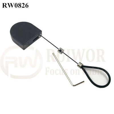 RW0826 D-Shaped Small Retractable Tether Plus Adjustable Stainless Steel Wire Loop Coated Silicone Hose