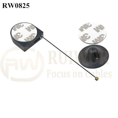 RW0825 D-Shaped Retractable Tether Plus Dia 38mm Circular Adhesive Plastic Plate Connector