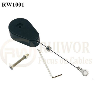 RW1001 Drop-Shaped Retractable Security Tether With Ring Terminal Inner Hole 3mm 4mm 5mm For Option