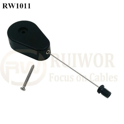 RW1011 Drop-Shaped Retractable Security Tether Plus M6x8MM /M8x8MM Or Customized Flat Head Screw Cable End