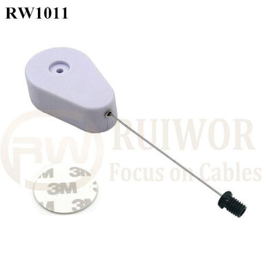 RW1011 Drop-Shaped Retractable Security Tether Plus M6x8MM /M8x8MM Or Customized Flat Head Screw Cable End