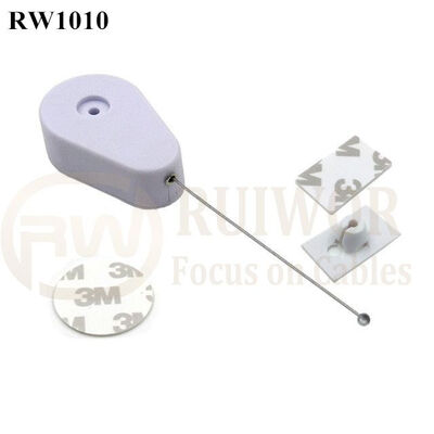 RW1010 Drop-Shaped Retractable Security Tether Plus 25X15mm Rectangular Adhesive ABS Plate As Security Equipment