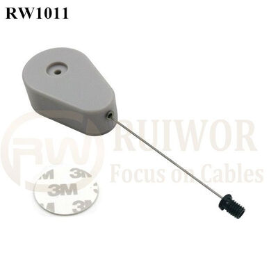 RW1011 Drop-Shaped Retractable Security Tether Plus M6x8MM /M8x8MM Or Customized Flat Head Screw Cable End
