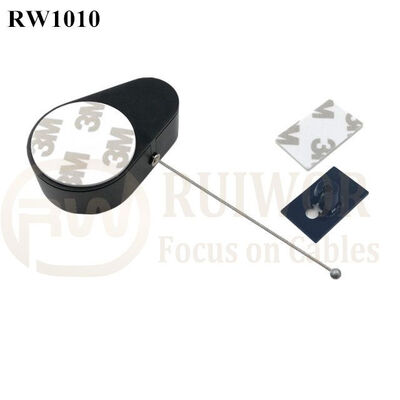 RW1010 Drop-Shaped Retractable Security Tether Plus 25X15mm Rectangular Adhesive ABS Plate As Security Equipment