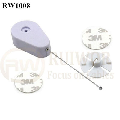 RW1008 Drop-Shaped Retractable Security Tether Plus Dia 38mm Circular Sticky Flexible ABS Plate For Store Display