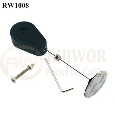 RW1008 Drop-Shaped Retractable Security Tether Plus Dia 38mm Circular Sticky Flexible ABS Plate For Store Display