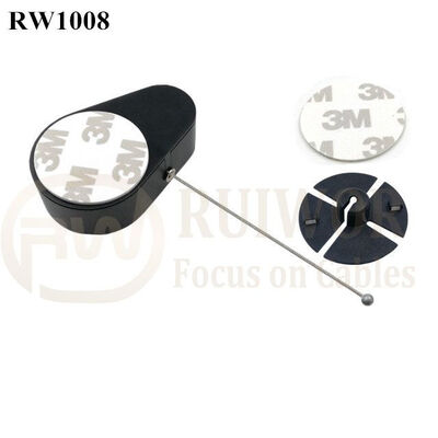 RW1008 Drop-Shaped Retractable Security Tether Plus Dia 38mm Circular Sticky Flexible ABS Plate For Store Display