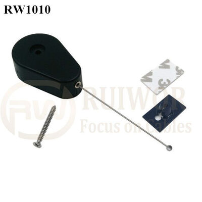 RW1010 Drop-Shaped Retractable Security Tether Plus 25X15mm Rectangular Adhesive ABS Plate As Security Equipment