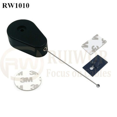 RW1010 Drop-Shaped Retractable Security Tether Plus 25X15mm Rectangular Adhesive ABS Plate As Security Equipment