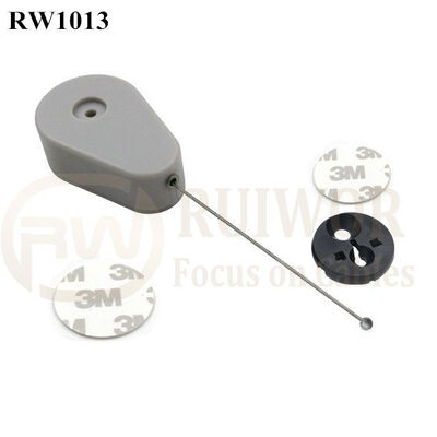 RW1013 Drop-Shaped Retractable Security Tether Plus Dia 30MMx5.5MM Circular Adhesive ABS Block For Advertising Display