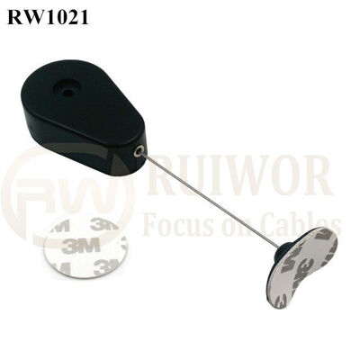 RW1021 Drop-Shaped Retractable Security Tether Plus 33x19MM Oval Sticky Flexible Rubber Tips For Curved Surface Product