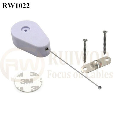 RW1022 Drop-Shaped Retractable Security Tether Plus 10x31MM Two Screw Perforated Oval Metal Plate Connector Installed By Screw