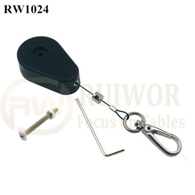 RW1024 Drop-Shaped Retractable Security Tether Plus Key Hook As Tidy Positioned Tool Security Tether