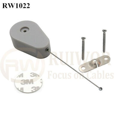 RW1022 Drop-Shaped Retractable Security Tether Plus 10x31MM Two Screw Perforated Oval Metal Plate Connector Installed By Screw