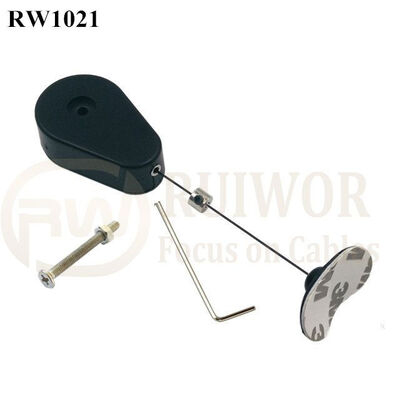 RW1021 Drop-Shaped Retractable Security Tether Plus 33x19MM Oval Sticky Flexible Rubber Tips For Curved Surface Product