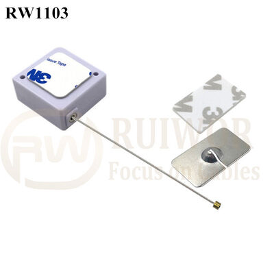 RuiWor RW1103 Square Retractable Anti Theft Pull Box Plus 35X20mm Rectangular Adhesive Metal Plate