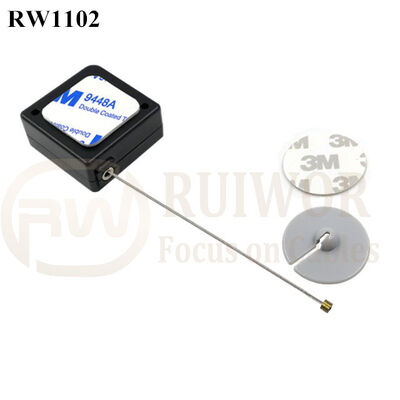 RuiWor RW1102 Square Retractable Pull Cord Plus Dia 30mm Circular Adhesive ABS Plate As Mobile Phone Security Solutions