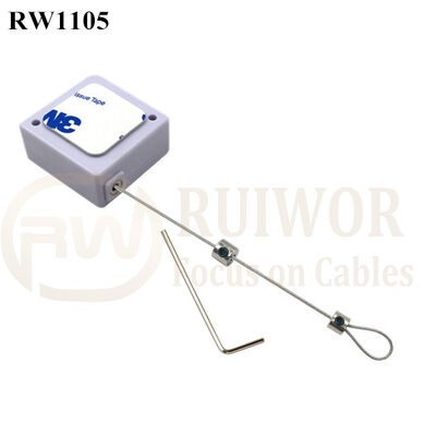 RW1105 Square Retail Security Tether Plus Adjustalbe Lasso Loop By Small Lock And Allen Key For Jewelry Security Display