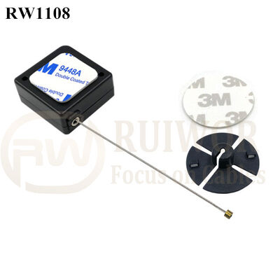 RW1108 Square Retail Security Tether Plus Dia 38mm Circular Sticky Flexible ABS Plate For Retail Product Positioning