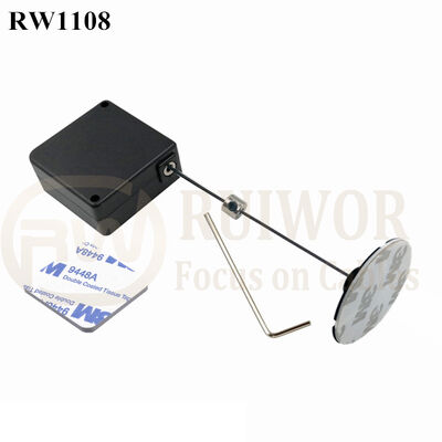 RW1108 Square Retail Security Tether Plus Dia 38mm Circular Sticky Flexible ABS Plate For Retail Product Positioning