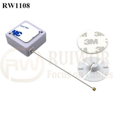 RW1108 Square Retail Security Tether Plus Dia 38mm Circular Sticky Flexible ABS Plate For Retail Product Positioning