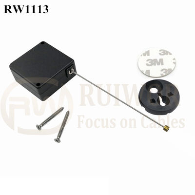 RuiWor RW1113 Square Retail Display Security Cable Tether Plus Dia 30mm Circular Adhesive ABS Thick Plate