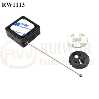 RuiWor RW1113 Square Retail Display Security Cable Tether Plus Dia 30mm Circular Adhesive ABS Thick Plate