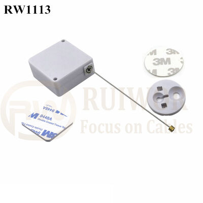 RuiWor RW1113 Square Retail Display Security Cable Tether Plus Dia 30mm Circular Adhesive ABS Thick Plate