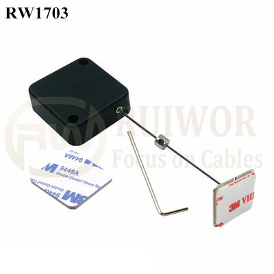 RW1703 Square Security Tether Plus 35X22mm Rectangular Adhesive Metal Plate
