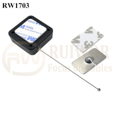 RW1703 Square Security Tether Plus 35X22mm Rectangular Adhesive Metal Plate