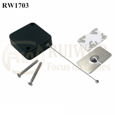 RW1703 Square Security Tether Plus 35X22mm Rectangular Adhesive Metal Plate