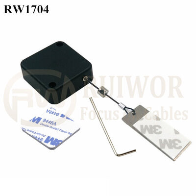 RW1704 Square Security Tether Plus 45X19mm Rectangular Sticky Metal Plate