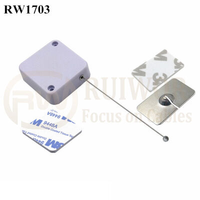 RW1703 Square Security Tether Plus 35X22mm Rectangular Adhesive Metal Plate