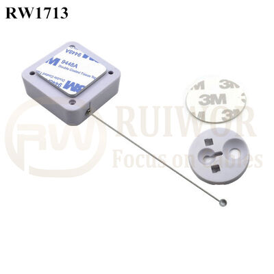 RW1713 Square Security Tether Plus Dia 30MMx5.5MM Circular Adhesive ABS Block