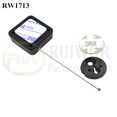 RW1713 Square Security Tether Plus Dia 30MMx5.5MM Circular Adhesive ABS Block