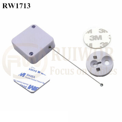 RW1713 Square Security Tether Plus Dia 30MMx5.5MM Circular Adhesive ABS Block
