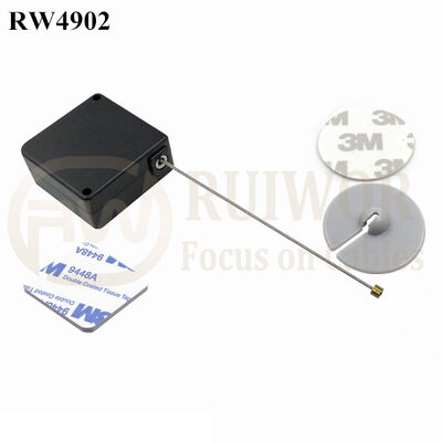 RW4902 Square Ratcheting Retractable Tether Plus Ratchet Function Plus Dia 30mm Circular Adhesive ABS Plate