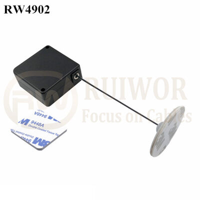 RW4902 Square Ratcheting Retractable Tether Plus Ratchet Function Plus Dia 30mm Circular Adhesive ABS Plate