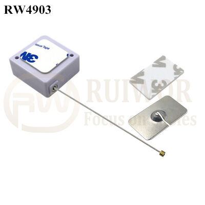 RW4903 Square Ratcheting Retractable Tether Plus Stop Function Plus Rectangular Adhesive Metal Plate