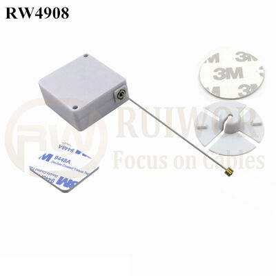 RW4908 Square Ratcheting Retractable Tether Plus Stop Function Dia 38mm Circular Sticky Flexible ABS Plate