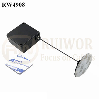 RW4908 Square Ratcheting Retractable Tether Plus Stop Function Dia 38mm Circular Sticky Flexible ABS Plate