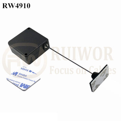 RW4910 Square Ratcheting Retractable Tether Plus Ratchet Function Plus 25X15mm Rectangular Adhesive ABS Plate